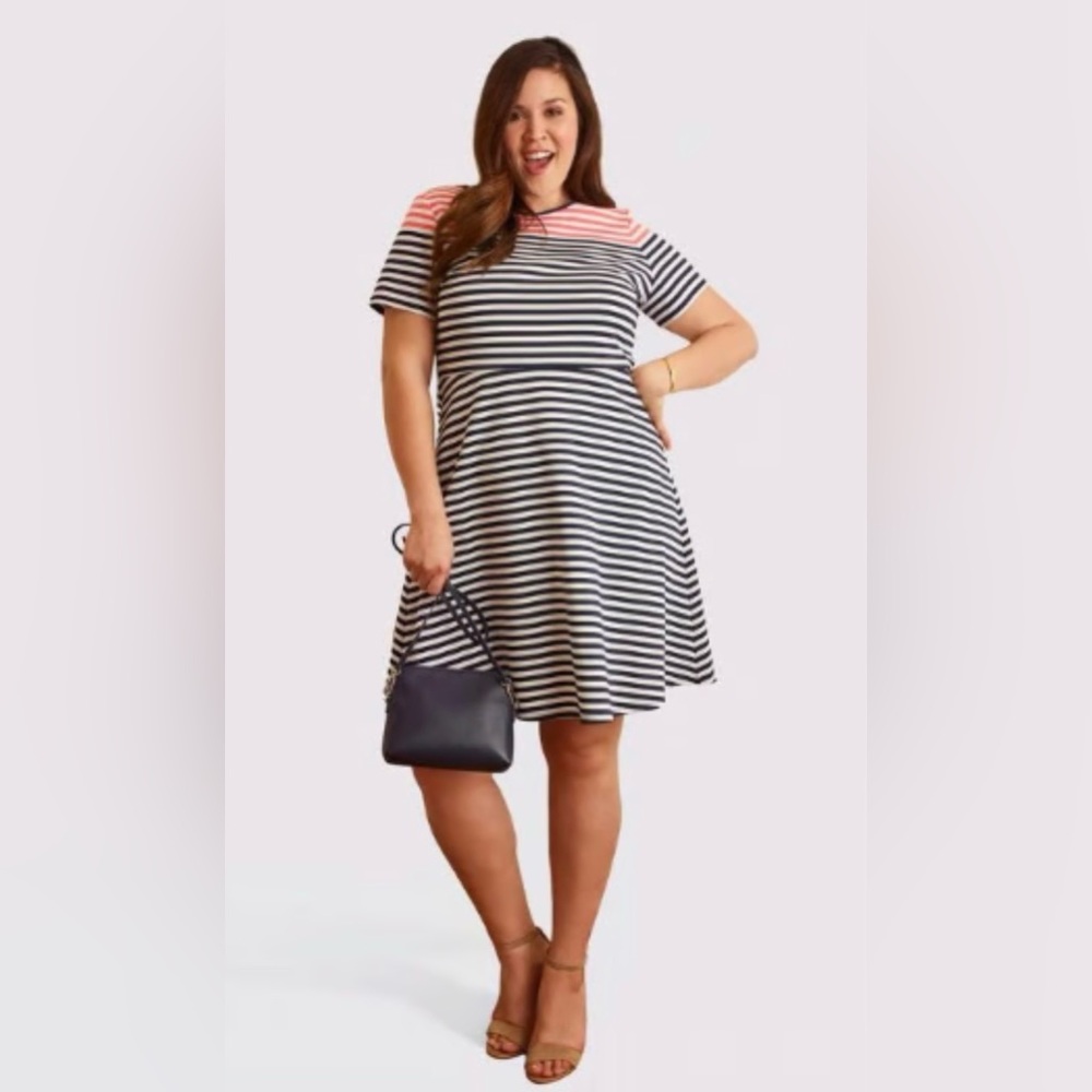 Draper James Navy and White Striped Dress